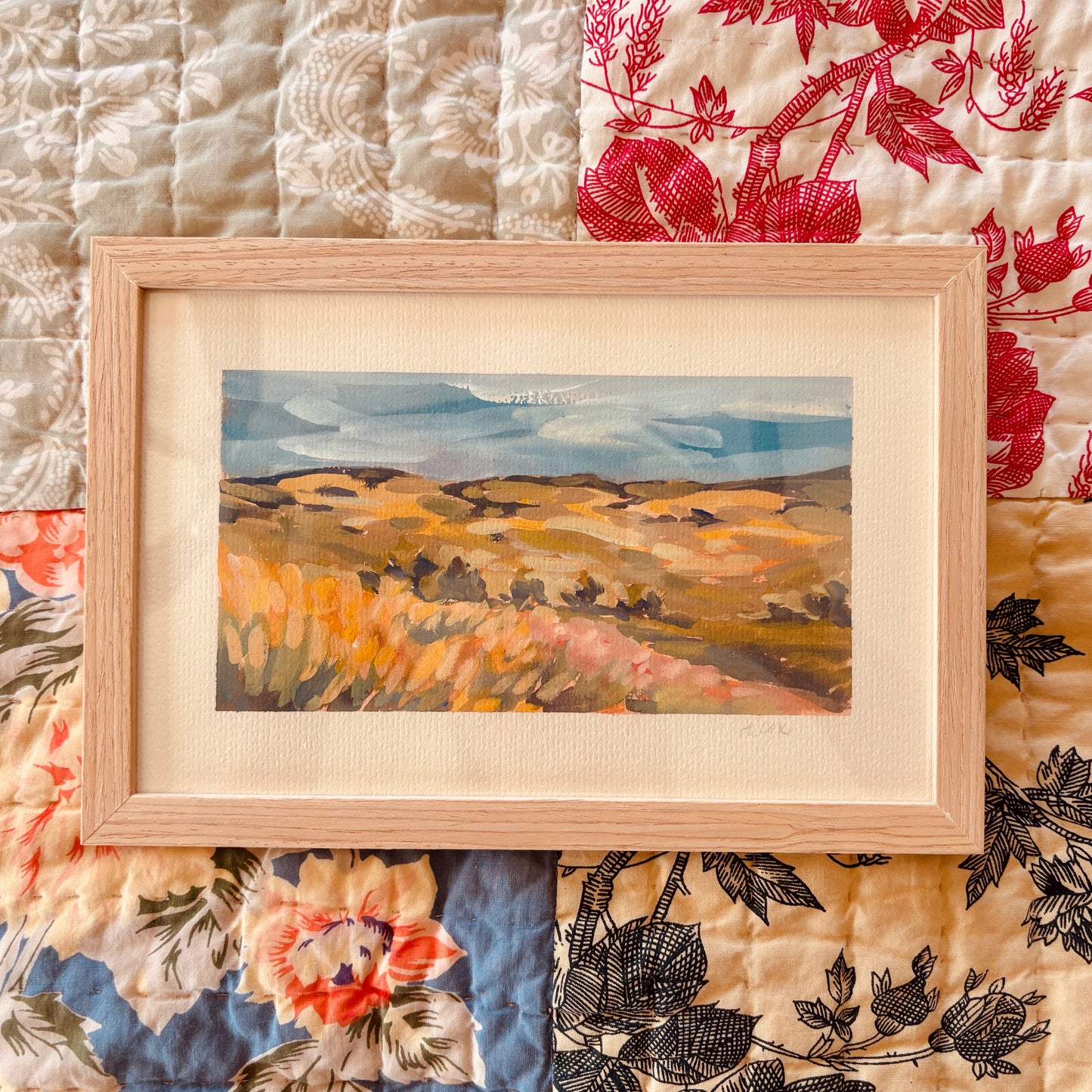 Original Gouache Framed Painting "The Plains in Bloom"