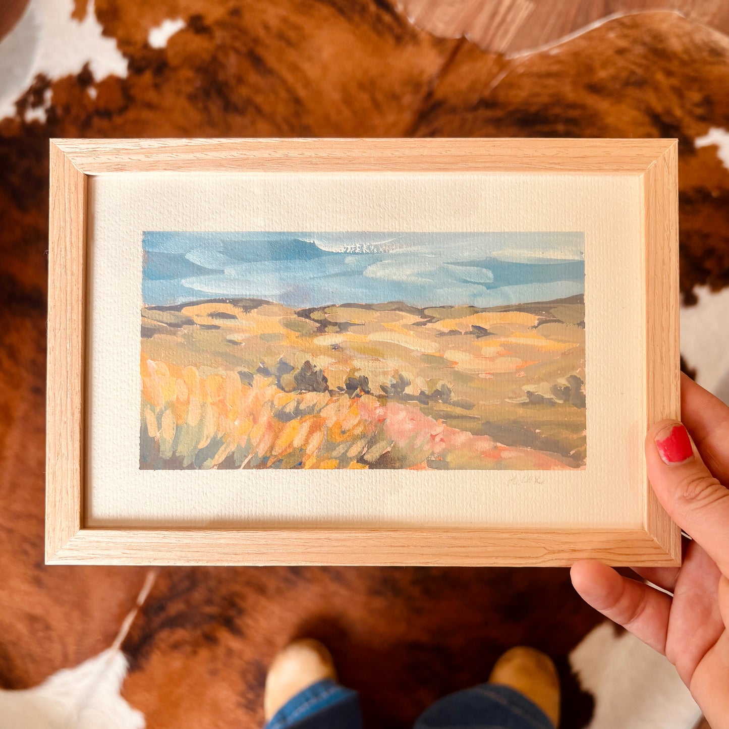 Original Gouache Framed Painting "The Plains in Bloom"