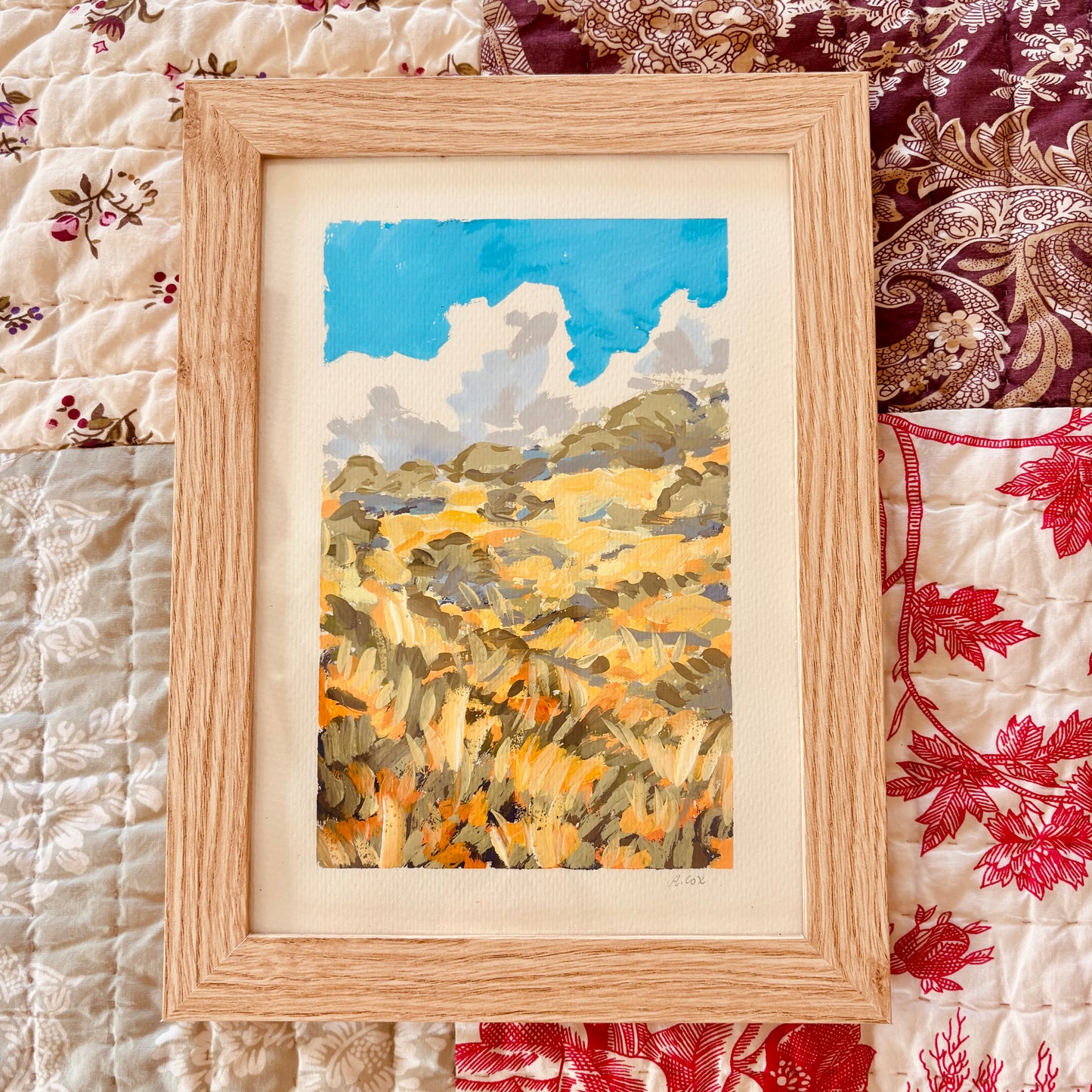 Original Gouache Framed Painting "Lift Up Your Soul"