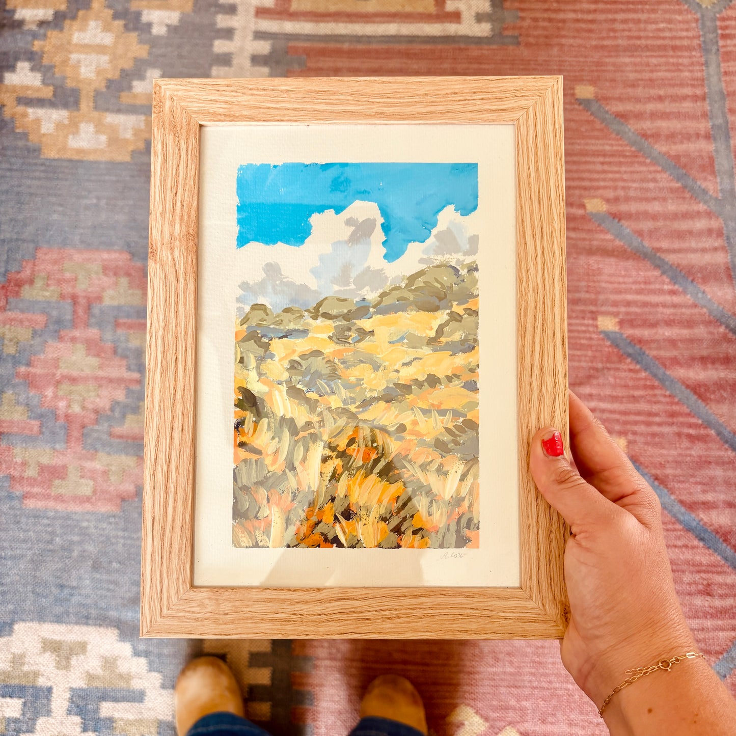 Original Gouache Framed Painting "Lift Up Your Soul"