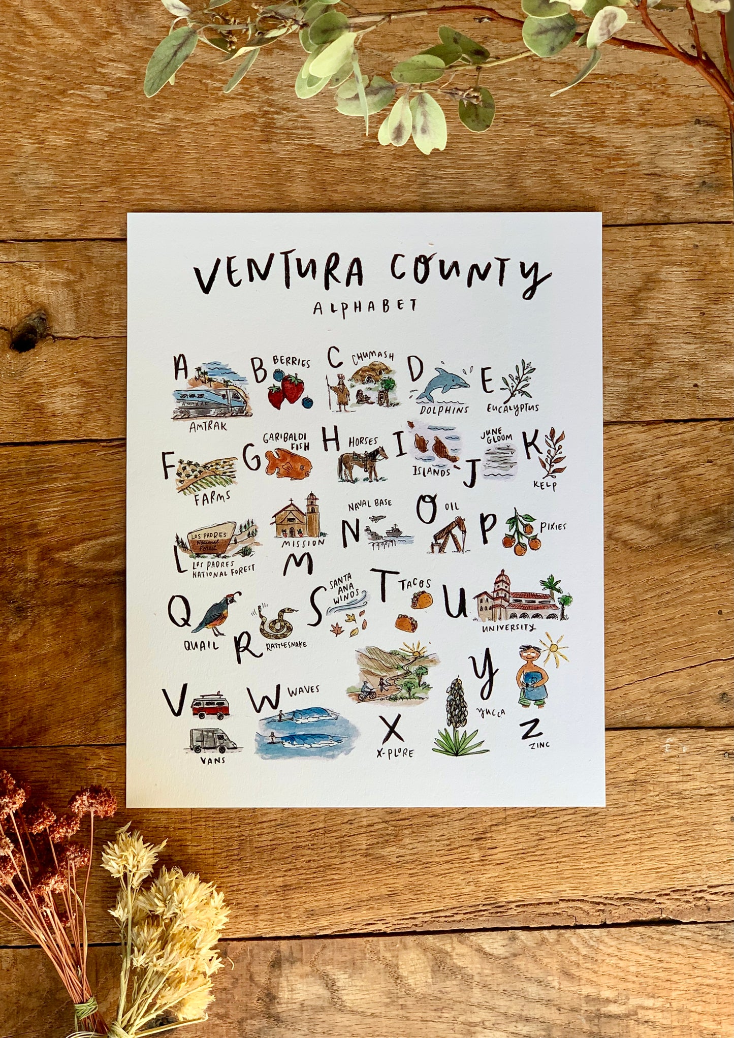 Ventura County Alphabet Art Print