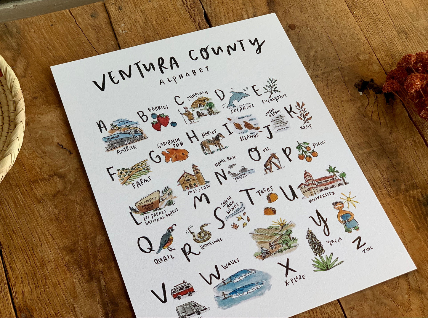 Ventura County Alphabet Art Print