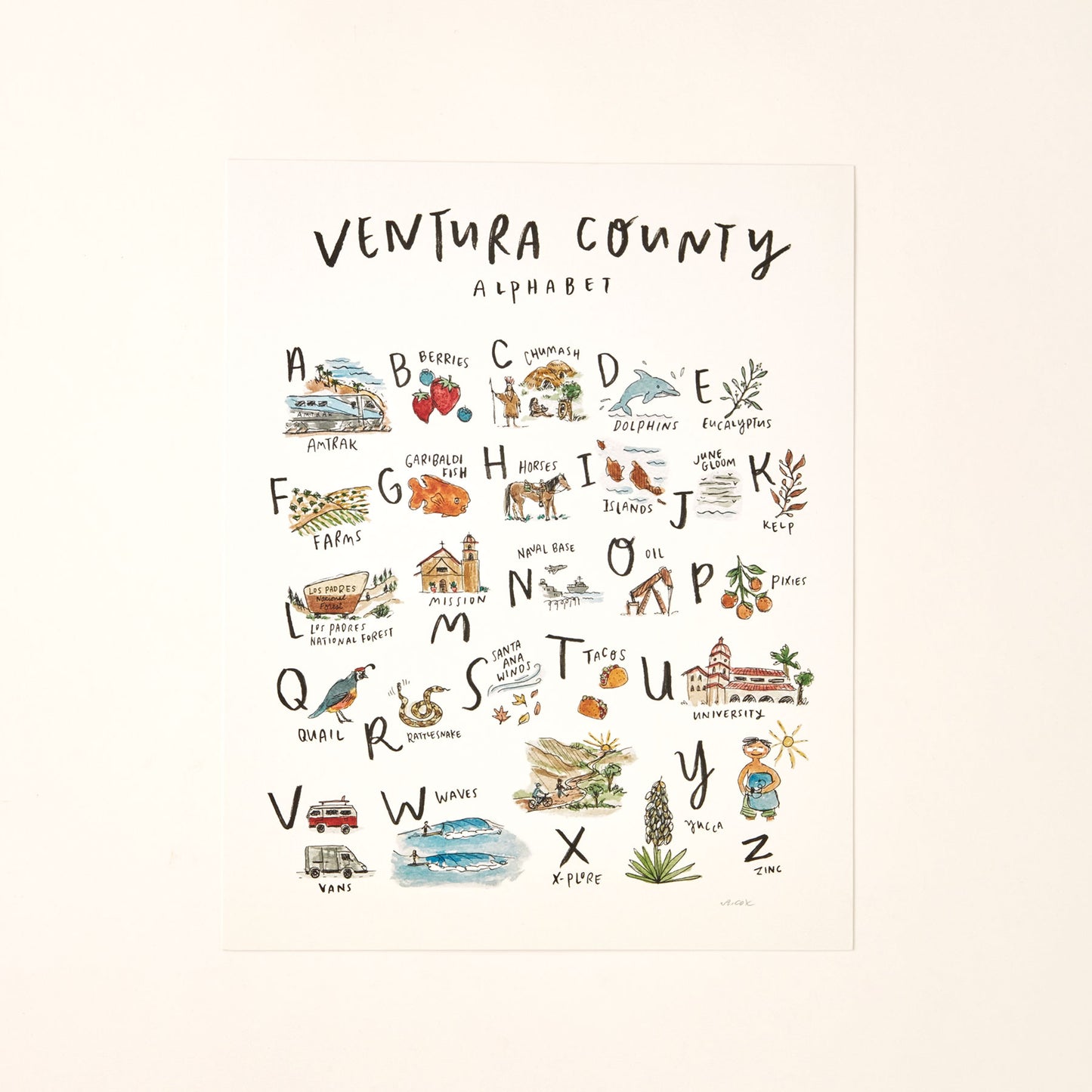 Ventura County Alphabet Art Print